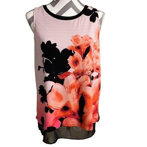 Worthington Floral and Chiffon Tank
